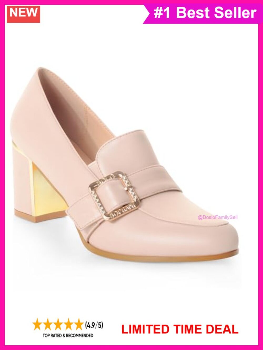 ANN CREEK Women's Chunky Block Heel Pumps Buckle Work Office Shoes